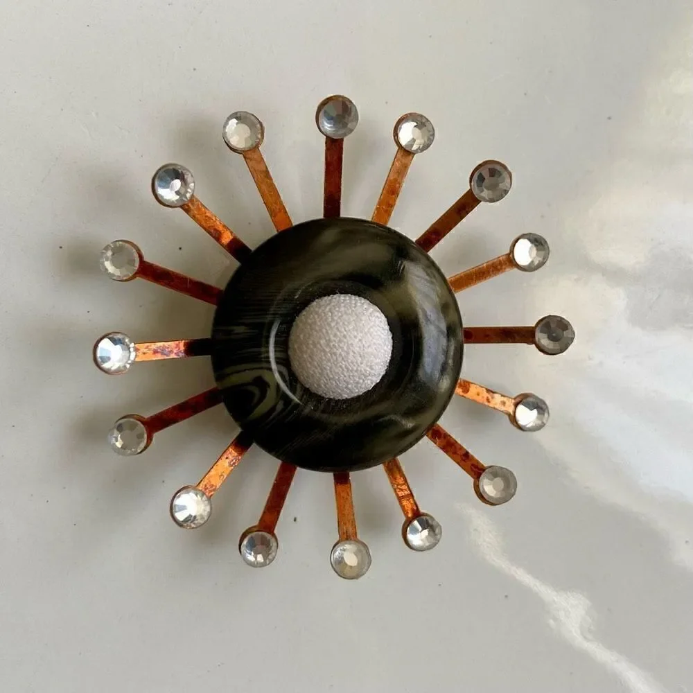 Upcycled Atomic Starburst Refrigerator Magnet Buttons Rhinestones